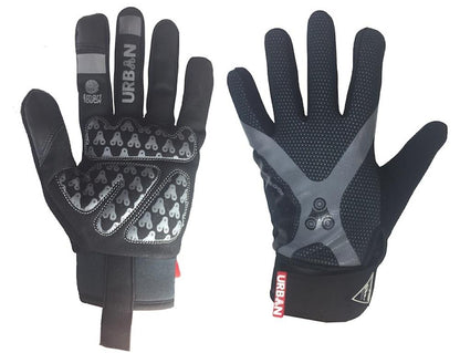 Urban Cycling Full Finger Gloves - Touch Screen Finger Bike Gloves, Windproof, Gel Padded for MTB or Road Cycling